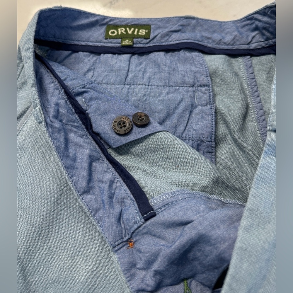 Orvis 100% Linen Flat Front Sage Green Shorts Size 34 - Picture 6 of 8